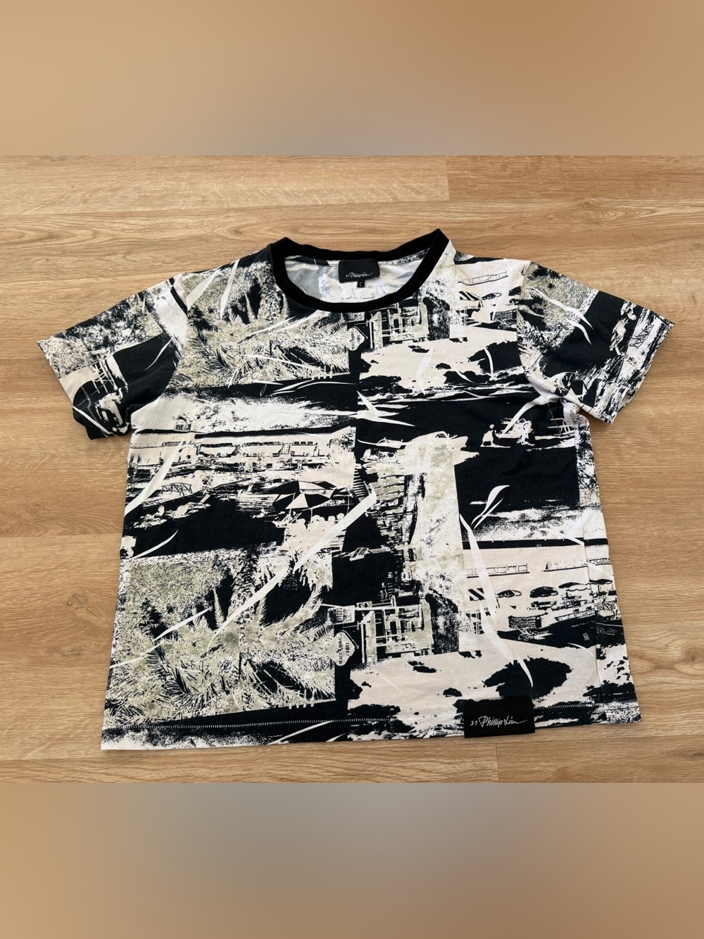 3.1 Phillip Lim Black and White Cityscape Graphic Tee - Picture 1 of 8